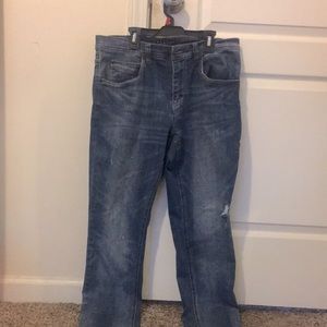 Straight leg blue jeans